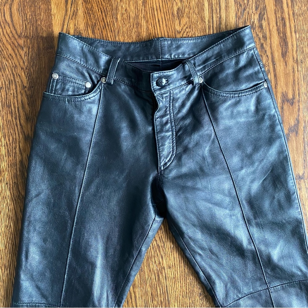 Bebe Vintage Black Genuine Leather Low Rise Pants - Picture 2 of 8